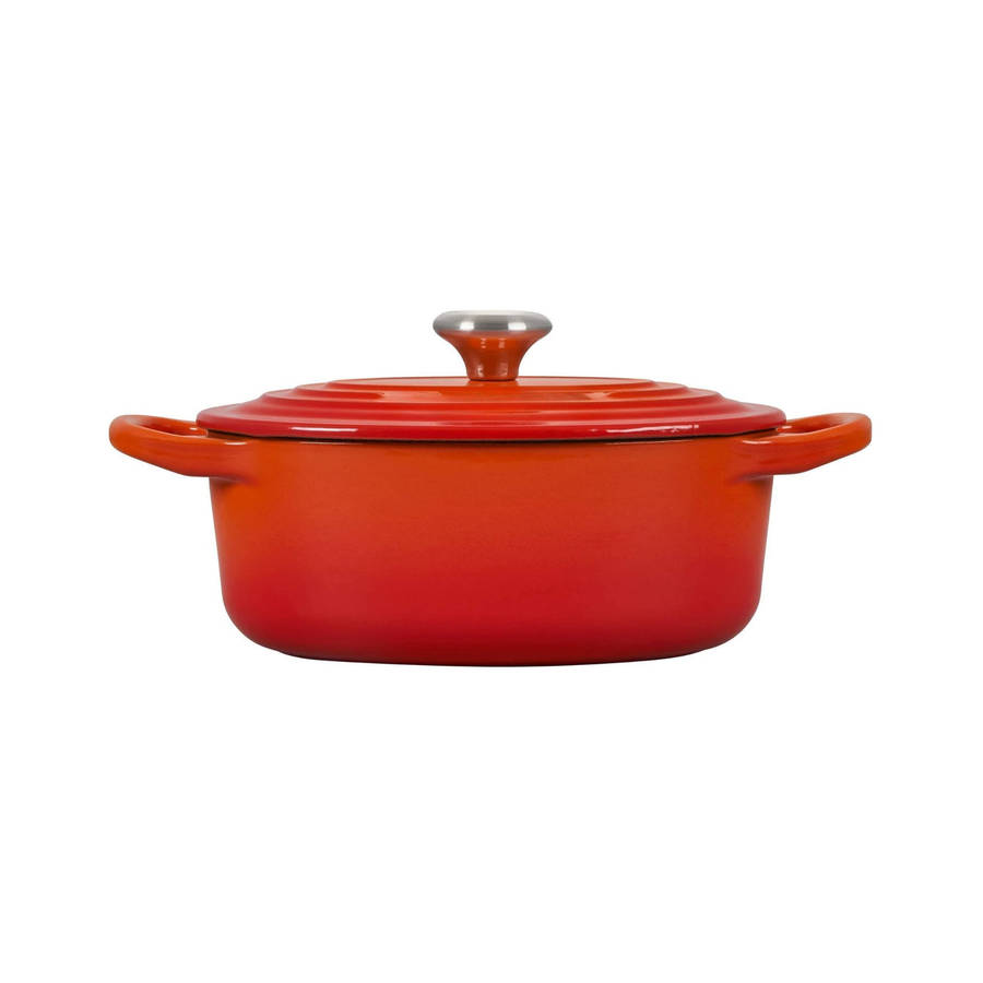 26cm Multi-Functional Round Cast Iron Casserole Pot With Lid - Red