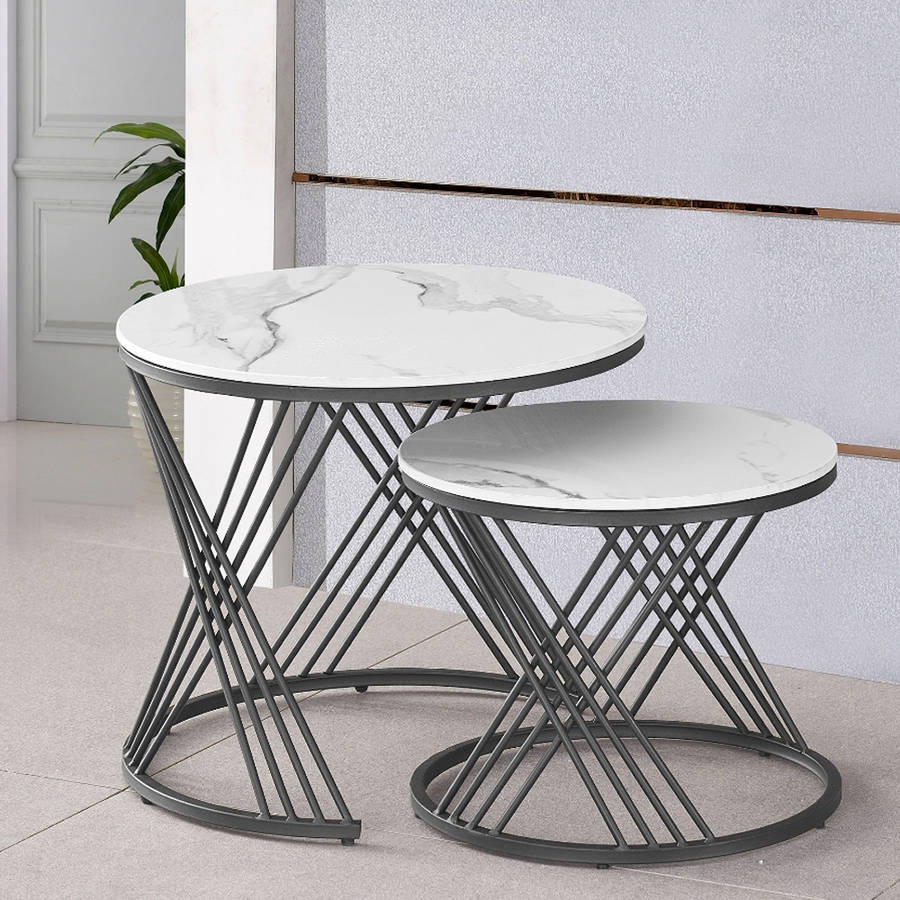 2-in-1 Round Marble Luxury Modern Coffee Table