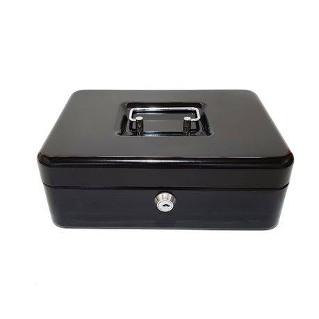 Cash Box - Large Metal with Lock & 2 Keys-grey