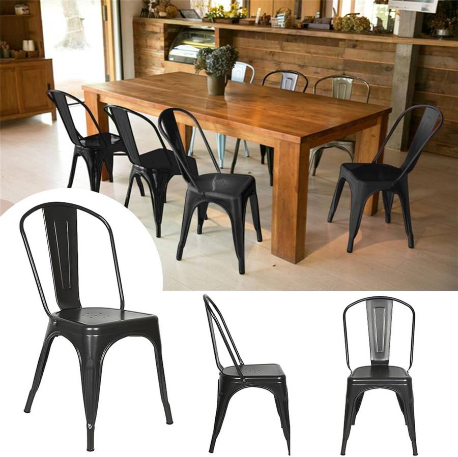 Metal stackable chair outdoor/indoor use-Black