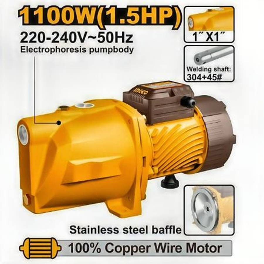 Ingco - Self-Pumping Jet Pump - 1100W(1.5HP) - Ingco - Self-Pumping Jet Pump - 1100W(1.5HP)