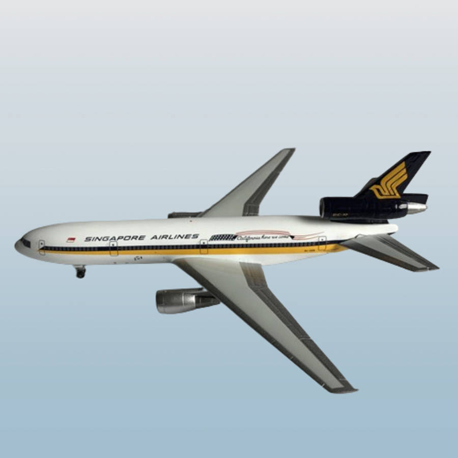 1:400 Scale, Singapore Airlines, Douglas DC-10-30, Diecast Display Model