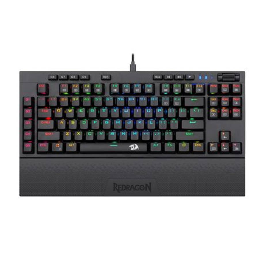 Redragon - K588 RGB Pro Broadsword TKL Mechanical Wired Gaming Keyboard - Black - Redragon - K588...