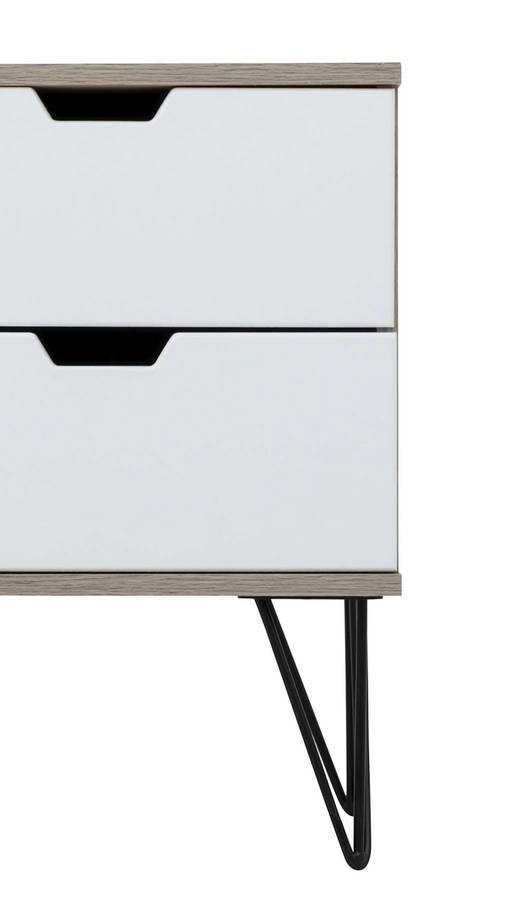 2 Draw Pedestal Engineered Wood Bedside Table - 2 Pack - White, Brown