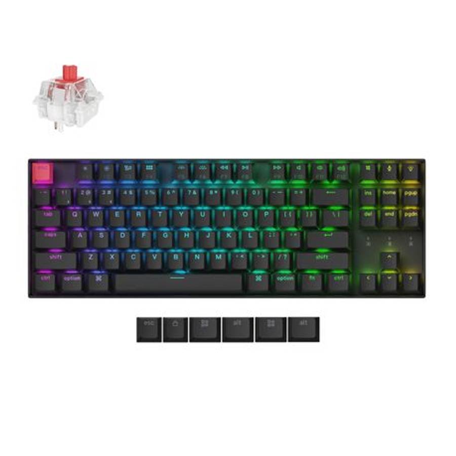 Keychron - K8 QMK 80% TKL Wireless Mechanical Keyboard V2 Red Switches - Black - Keychron - K8 QM...