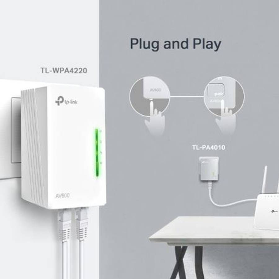 Tp-Link - WPA4221 KIT 300Mbps AV600 Wi-Fi Powerline Extender Starter Kit - Tp-Link - WPA4221 KIT ...