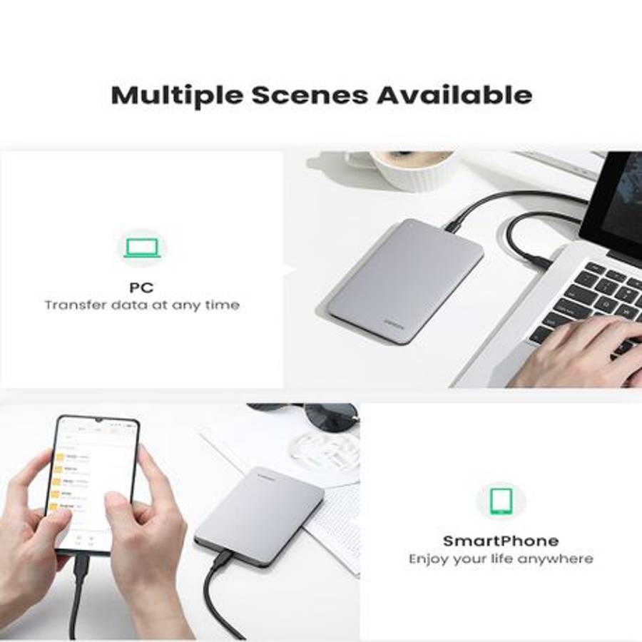 Ugreen - CM300 2.5 inch USB Type-C Hard Drive Enclosure - Silver - Ugreen - CM300 2.5 inch USB Ty...