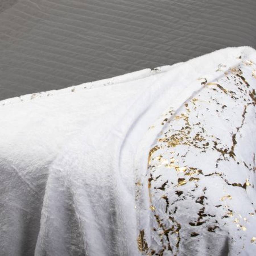 FLEECEX Metallic Plush Fleece Warm Winter Lightweight Blanket & Throw -150 x 200 cm - White