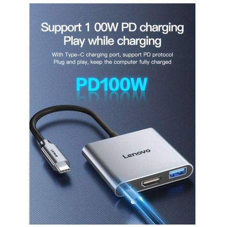 LENOVO - High-Speed Aluminum Alloy USB Hub - Grey