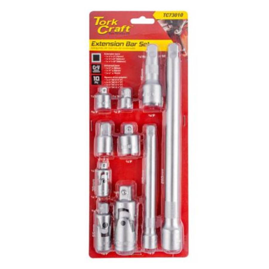 Tork Craft - Adaptor and Extension Set - (1/2", 1/4", 3/8") - 10 Pieces - Tork Craft - Adaptor an...