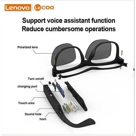 Lenovo Lecoo - C8 - UV400 Polarized Wireless BT Smart Sunglasses - Silver
