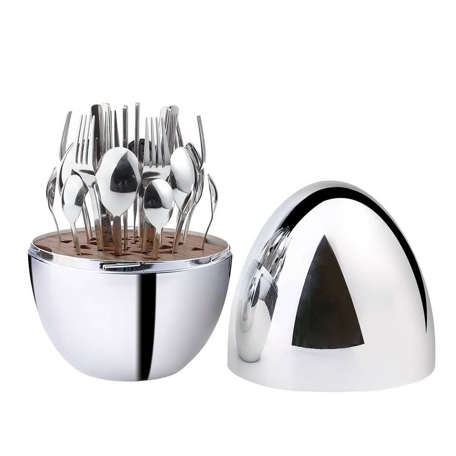 24 Piece Luxury Stainless Steel Knife Fork Spoon Tableware Flatware Set - Silver