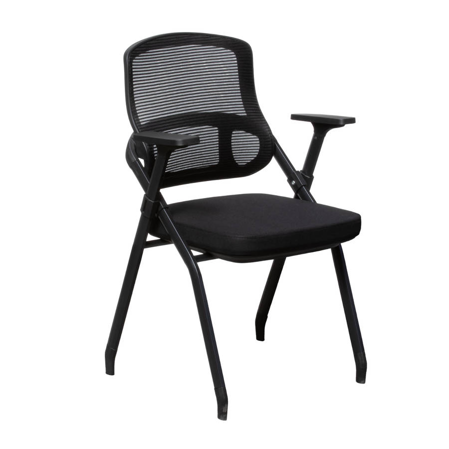 Folding Mesh Conference Chair - Ergonomic- Space-Saving - Black