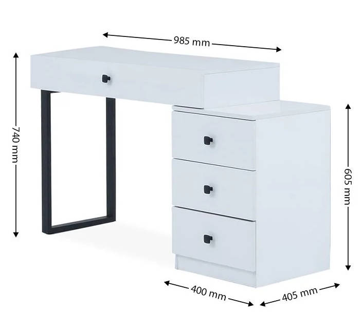 Elegant white with black finishes dressing table