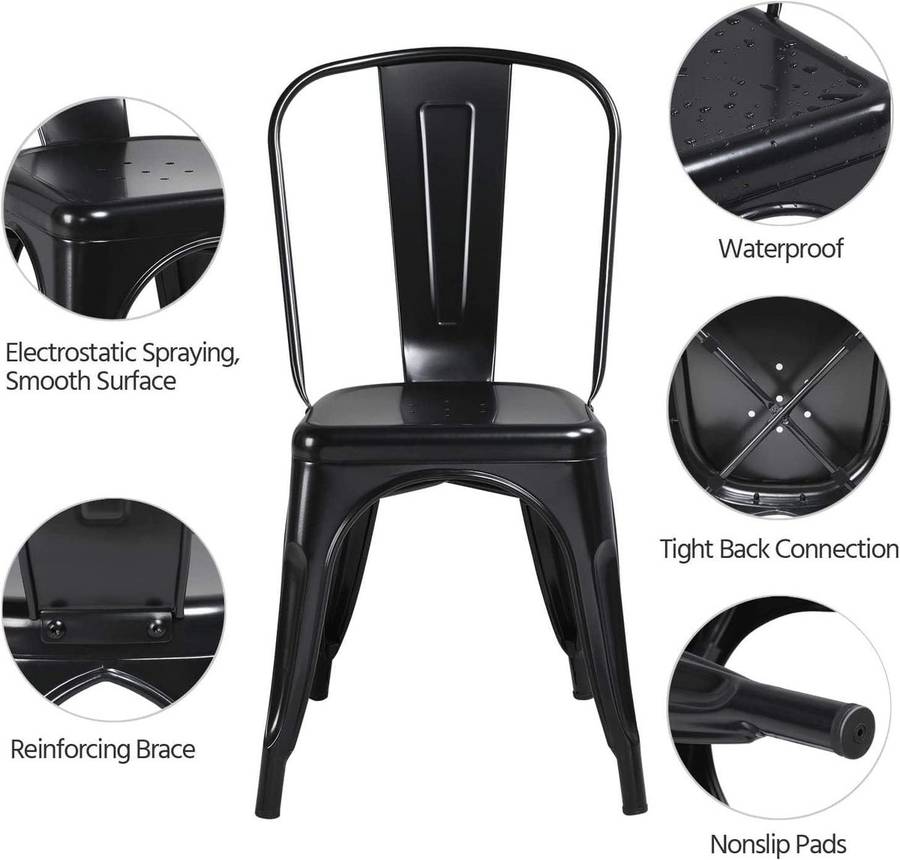 Metal stackable chair outdoor/indoor use-Black