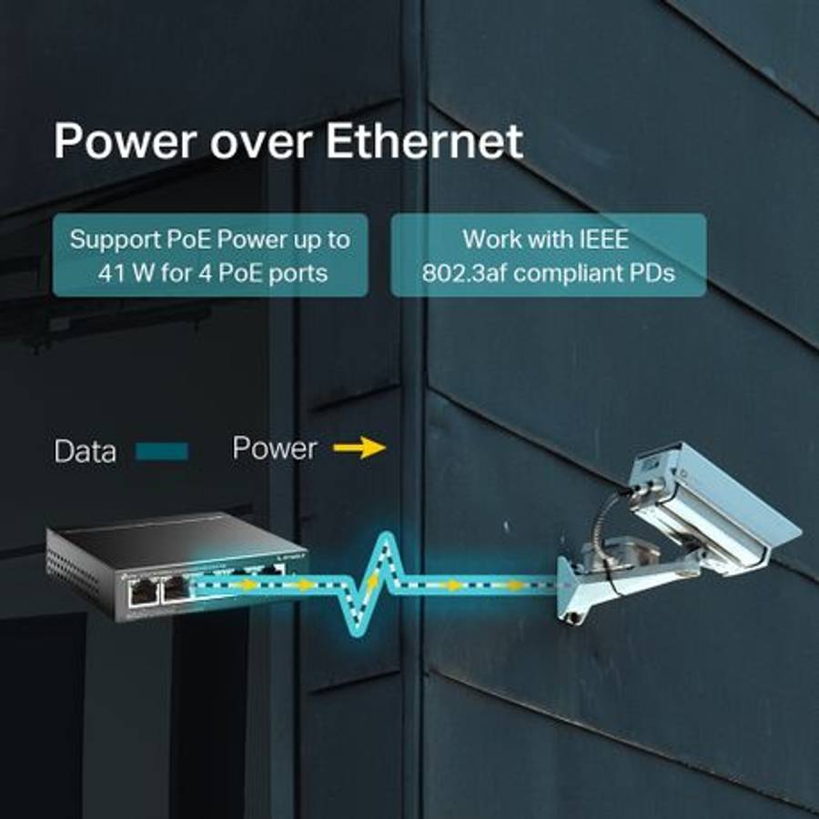 Tp-Link - 5-Port 10/100Mbps Desktop Switch with 4-Port PoE - Tp-Link - 5-Port 10/100Mbps Desktop ...