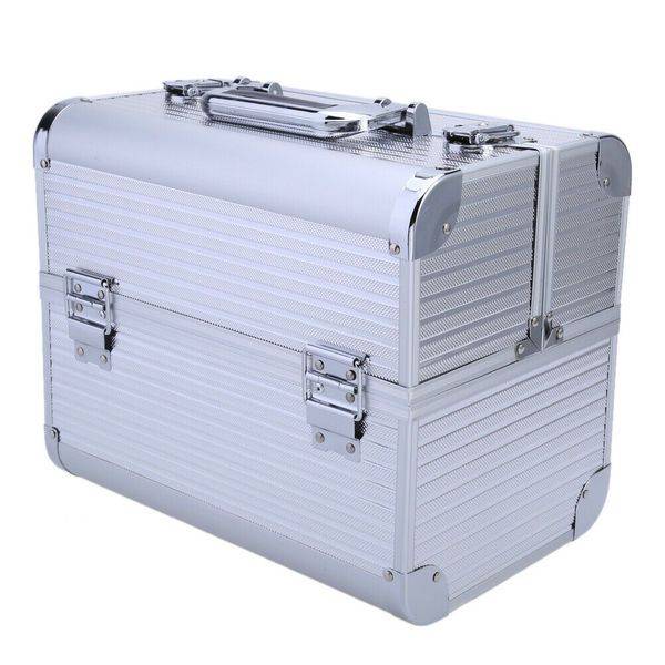 Aluminium Storage Cosmetics Makeup Case - Silver