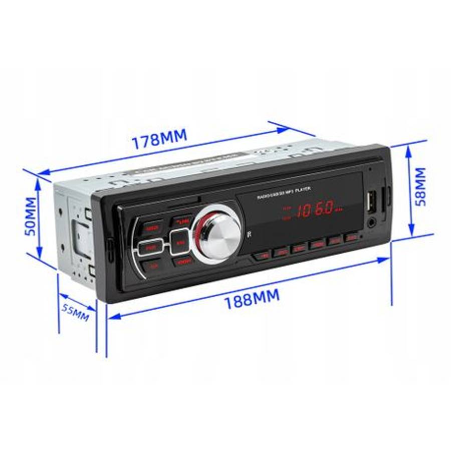Bluetooth Car Radio with USB, SD, AUX, FM Tuner & Remote Control
