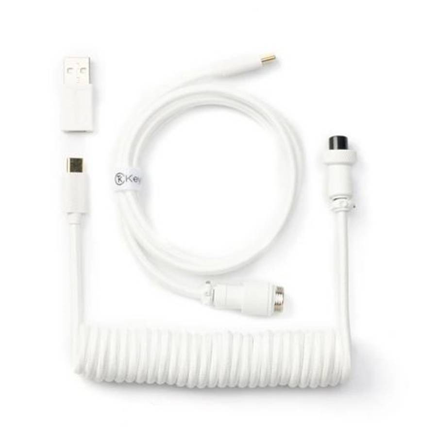 Keychron - Coiled Aviator White Cable - Keychron - Coiled Aviator White Cable
