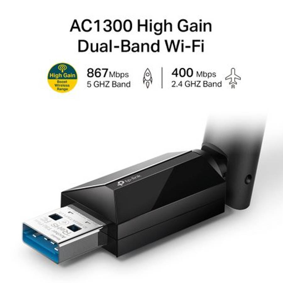 Tp-Link - Archer T3U Plus AC1300 High Gain Wireless Dual-Band USB Adapter - Tp-Link - Archer T3U ...