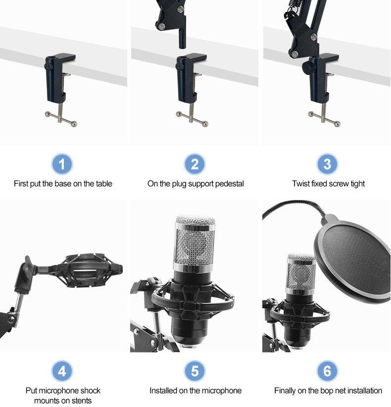 Professional Recording Microphone Stand - Complete Set