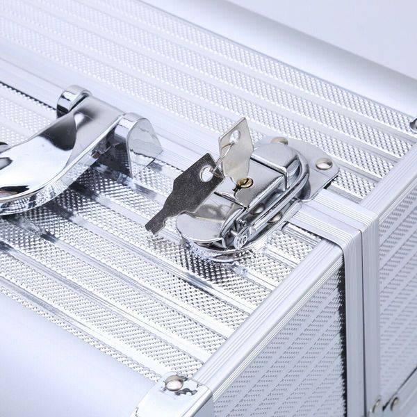 Aluminium Storage Cosmetics Makeup Case - Silver