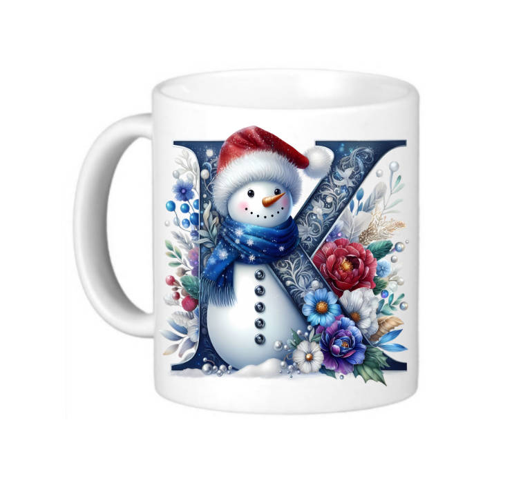 Christmas Monogram K Coffee Mug - Front and Back Design