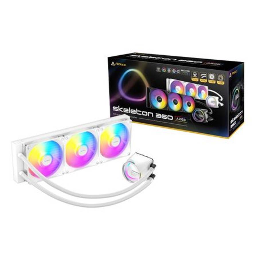 Antec - Skeleton 360 ARGB AIO CPU Liquid Cooler - White - Antec - Skeleton 360 ARGB AIO CPU Liqui...