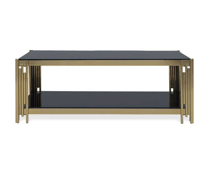 Amaretti Black/Gold Glass Rectangular Coffee Table