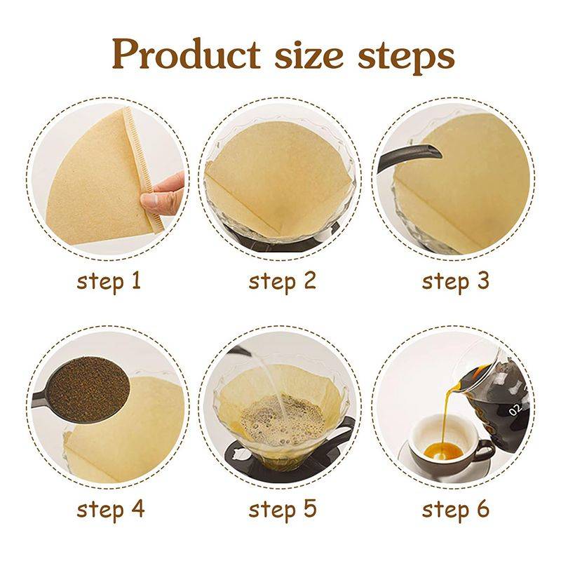 DHAO Coffee Filters Disposable Pour Over Coffee Filter 1-2 Cup - Brown