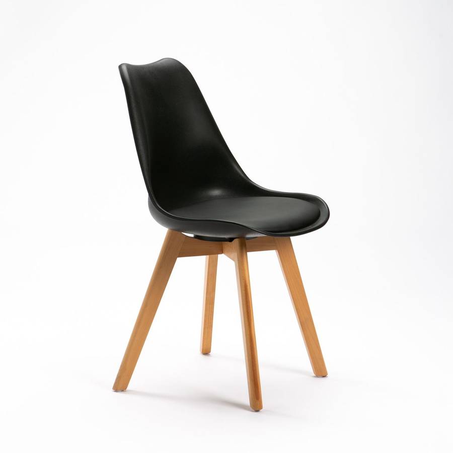 Emily Wooden Leg Dining Chair - Black