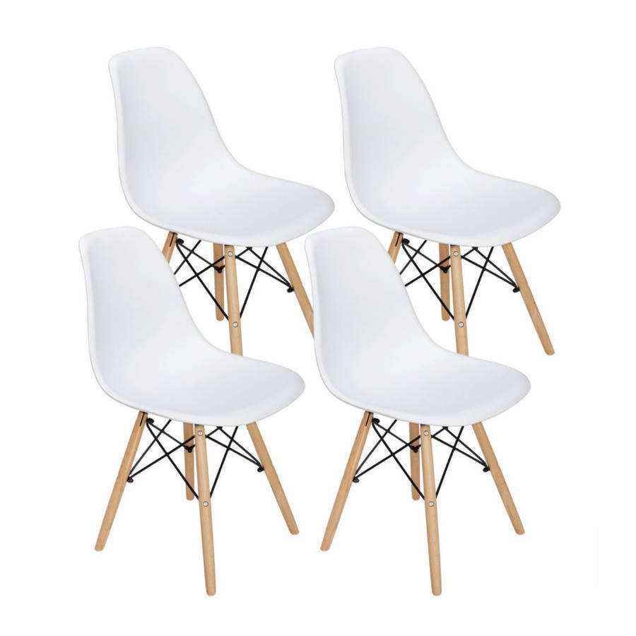 Wooden Leg Chair - Set Of 4- White (DISPLAY ITEM)