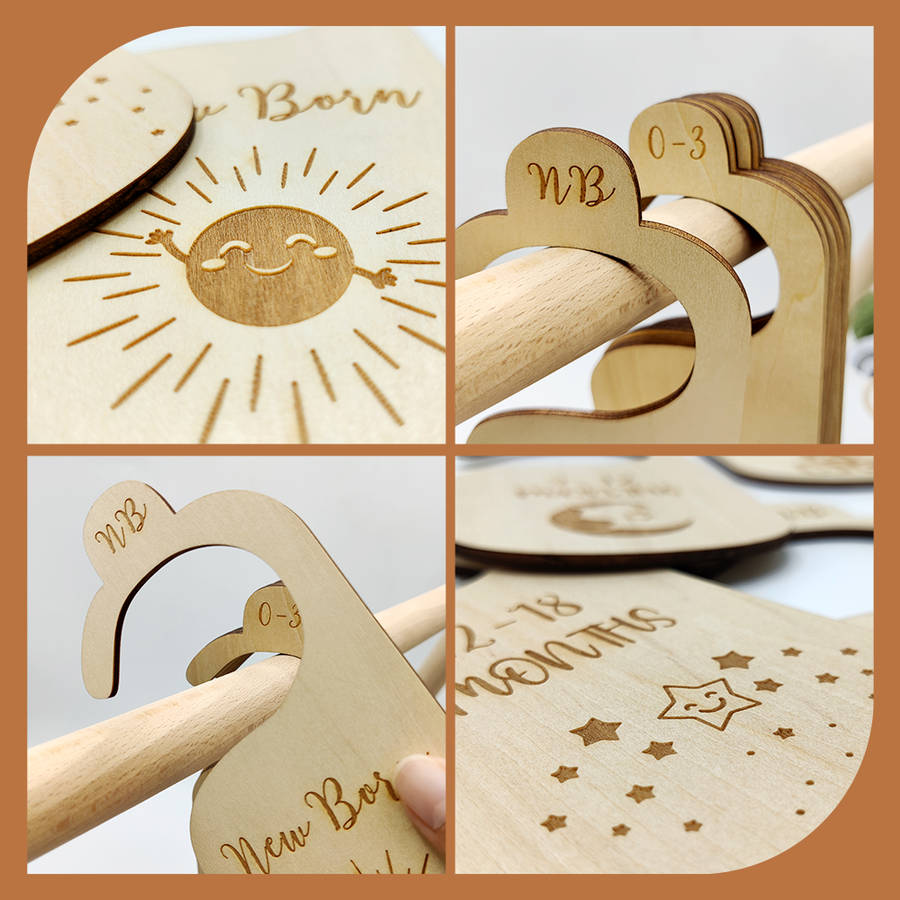 7pc Wooden Baby Closet Dividers Double Sided Tags by Months - Home