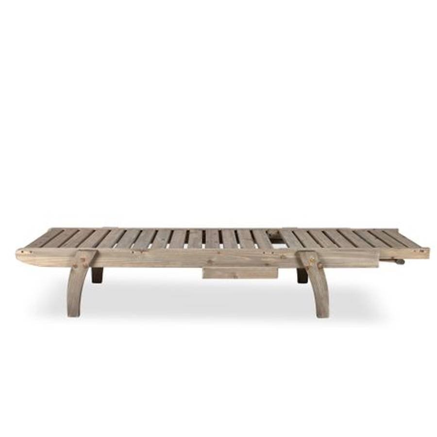 Hazlo Solid Wooden Outdoor Sun Pool Lounger Chair & Pull out Tray - Grey