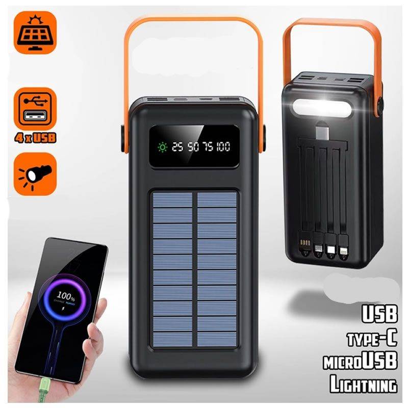 80000mAh Portable Solar Powered Powerbank with a Flashlight