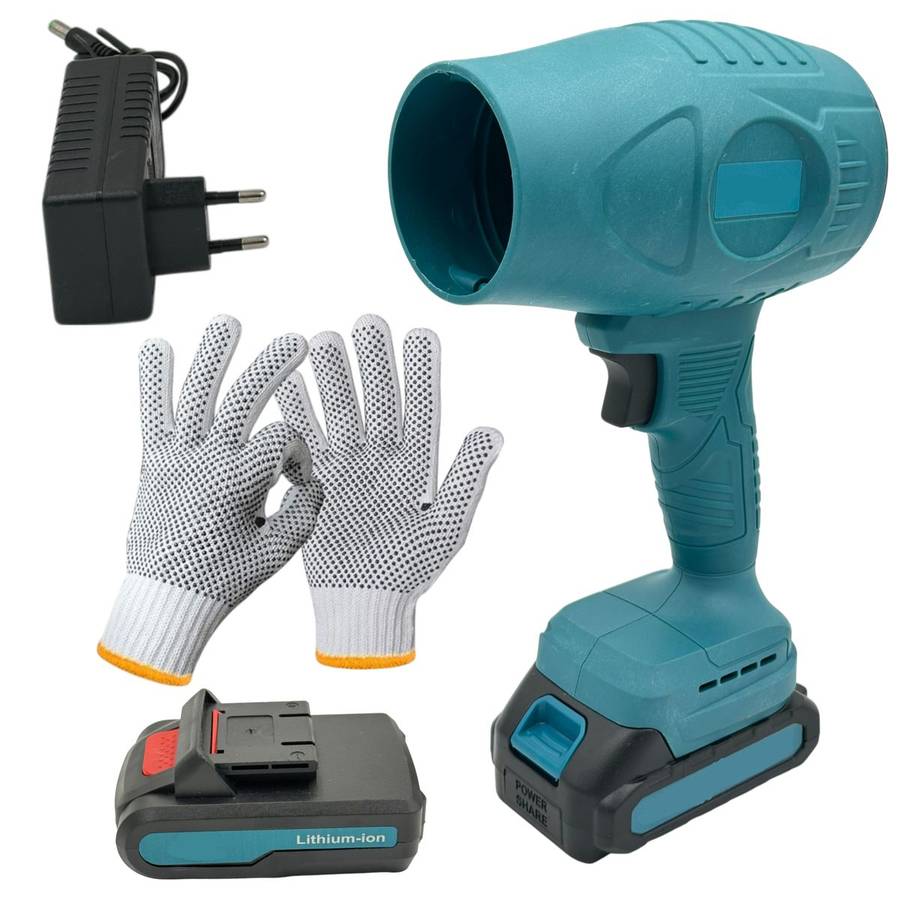High Power Cordless Turbo Fan Blower With 2 x Battery Charger & Gloves