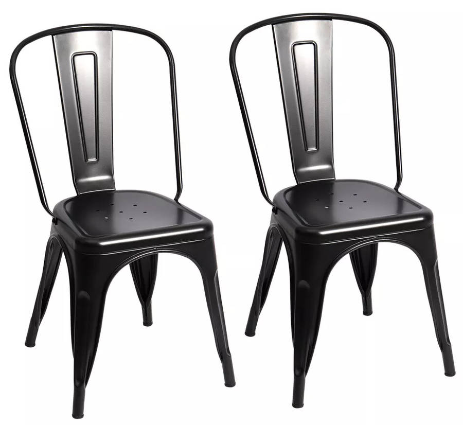 Metal stackable chair outdoor/indoor use- Black 2 pack