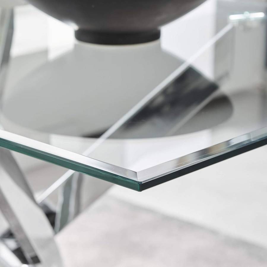 Glass Top Dining Table- Silver Legs