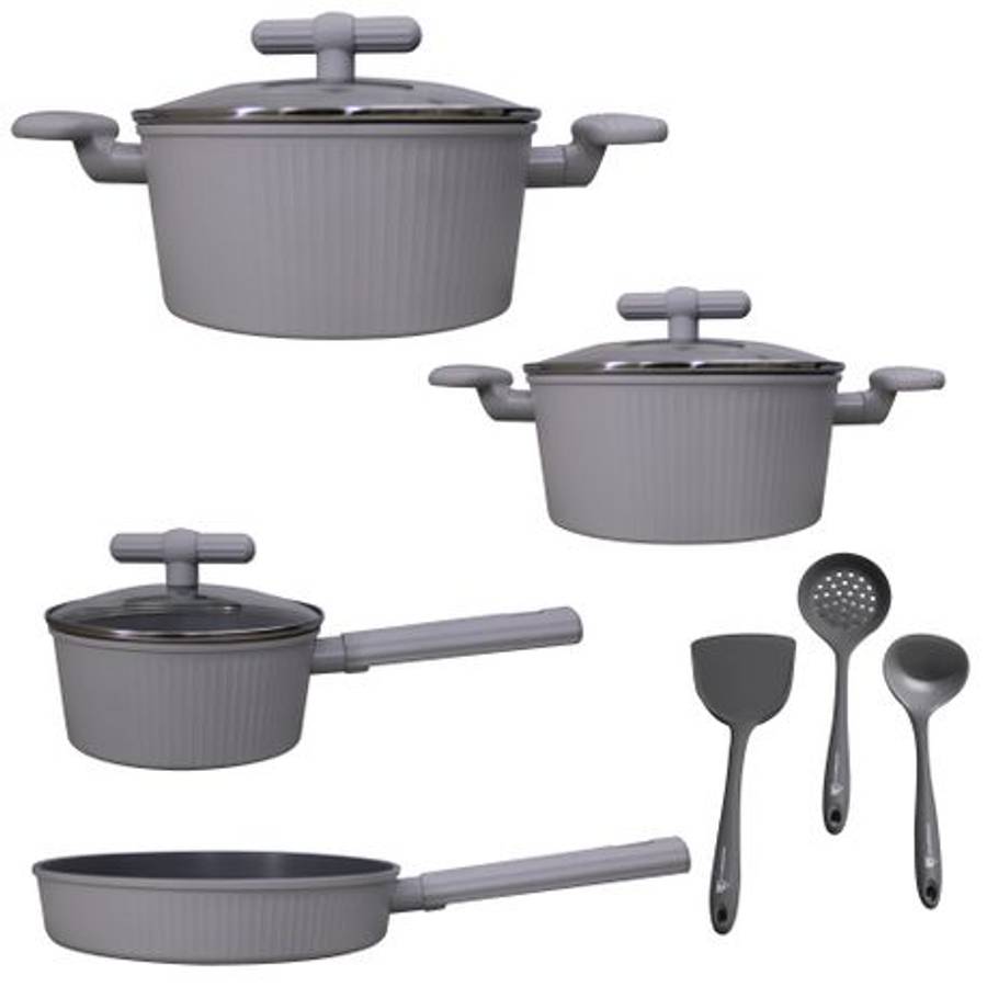 10 Piece Carved Aluminium Non-Stick Cookware Set