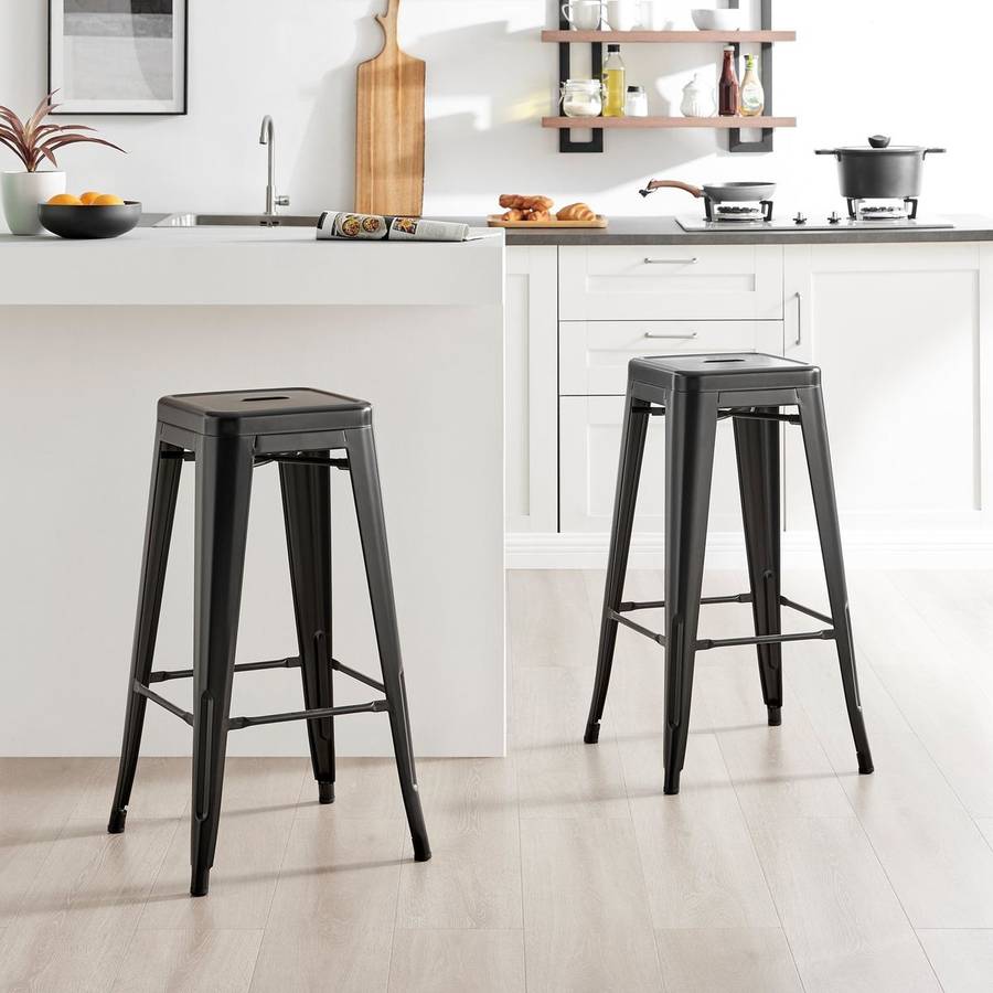 Metal stackable bar stools- 2 Pack - Black