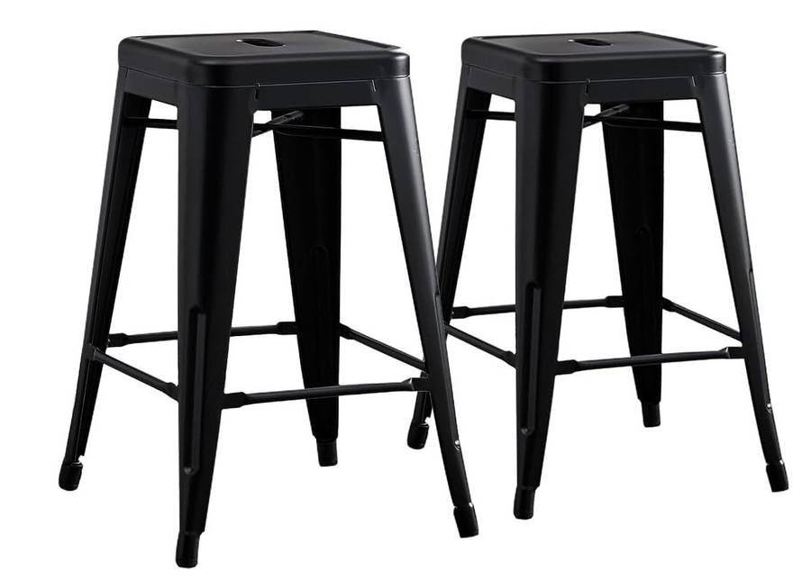Metal stackable bar stools- 2 Pack - Black