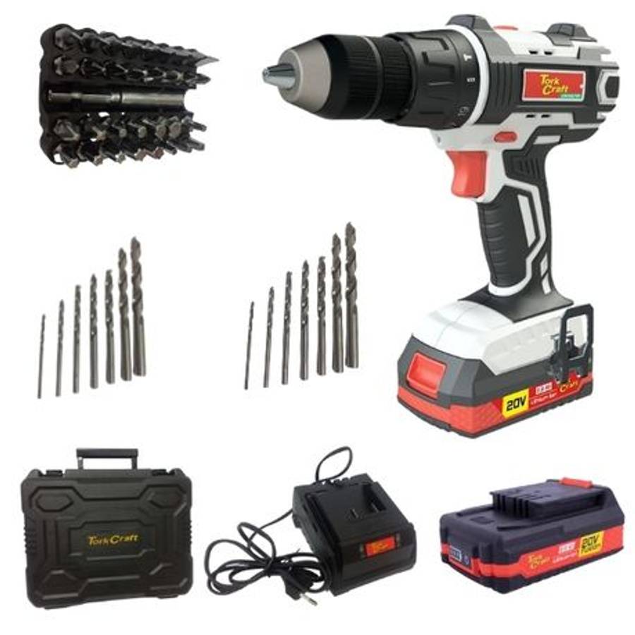 Tork Craft - Cordless Impact Drill , 2 x 2.0Ah , Charger, Drill Bits & Case - Tork Craft - Cordle...