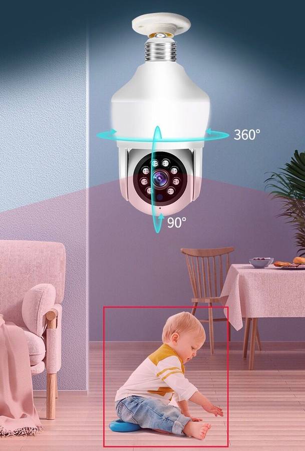 Wireless WIFI Light Bulb Night Vision Remote Control Security Camera