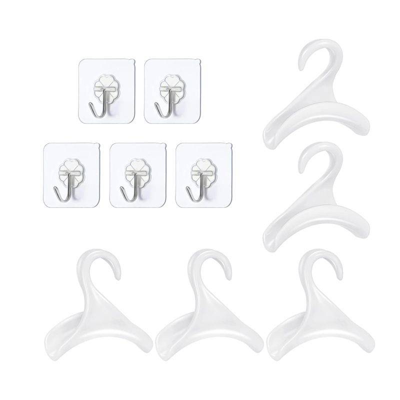 DHAO 5 Pack Heavy Duty Self Adhesive Hooks With Purse Hanger Hook - White