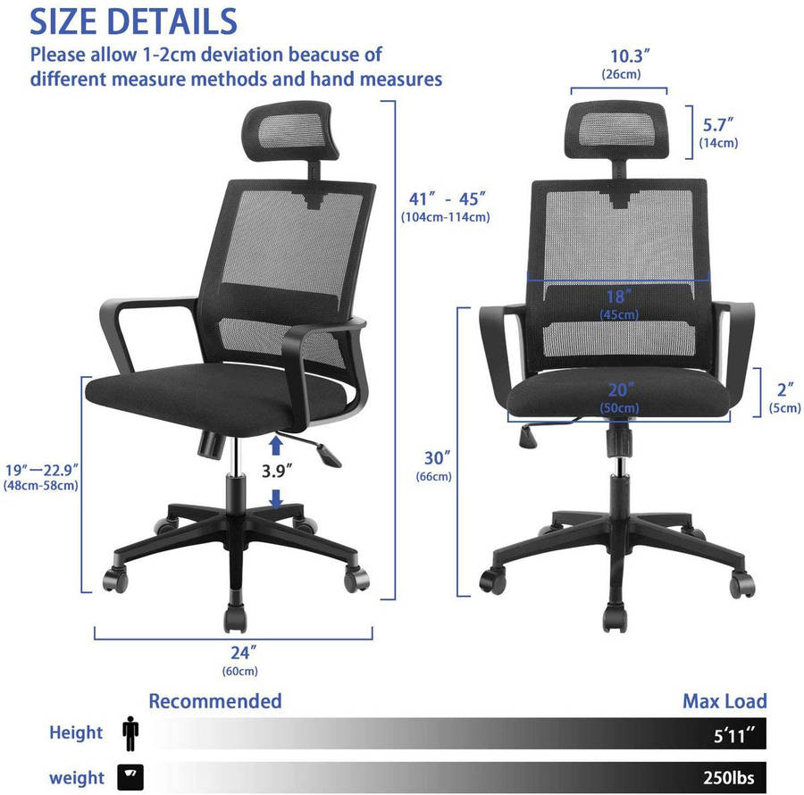 Office Executive Chairs with Headrest - Pack of 2  Black Colour