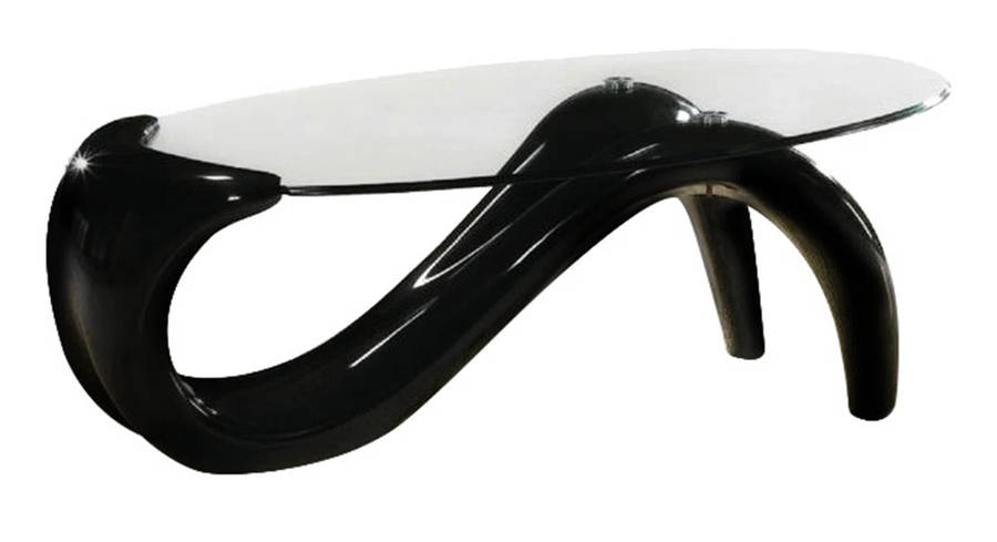 Glass Top Oval Coffee Table-Black