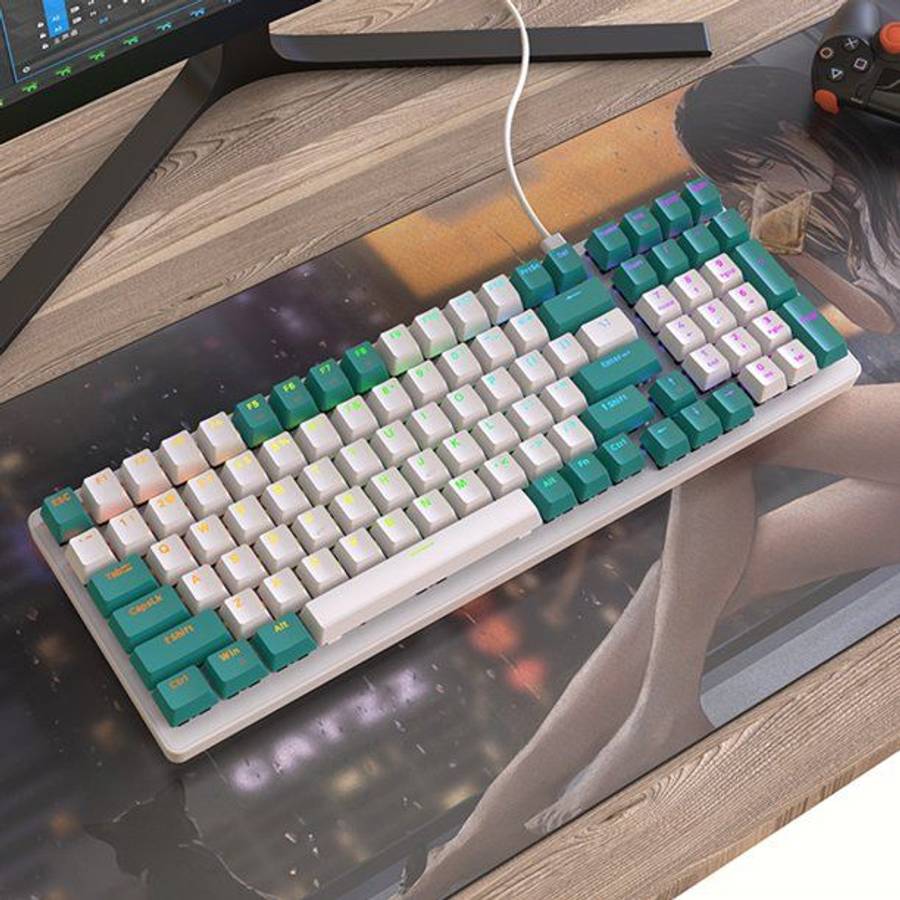 Olive Tree - K3 RGB Wired Mechanical Gaming Keyboard - White Green