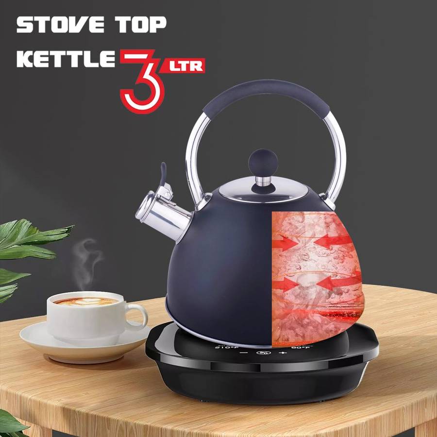 Stainless Steel Kitchen Whistle Stove Top Kettle - 3Ltr - Charcoal (PLEASE READ DESCRIPTION)