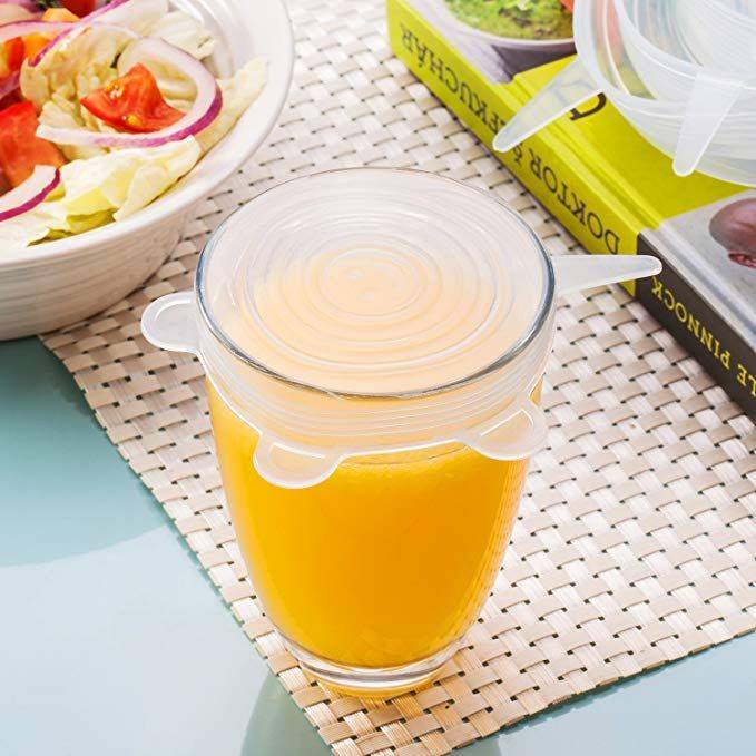 Silicone stretchable reusable lids - Set of 6