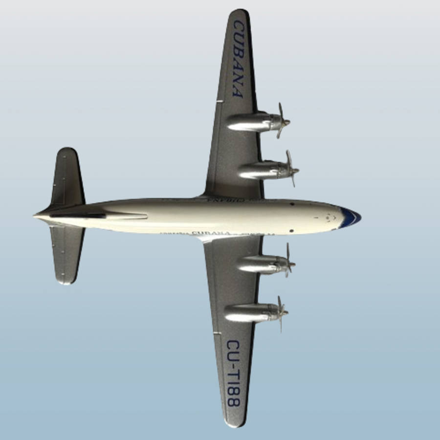 1:400 Scale, Cubana Airlines, Douglas DC-4, Diecast Alloy Display Model